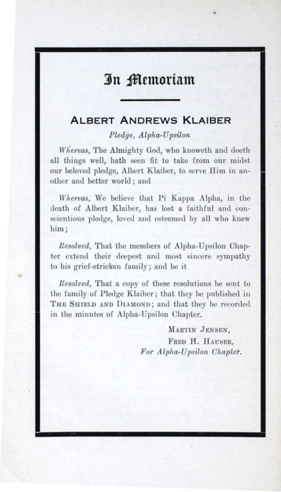In Memoriam: Albert Andrews Klaiber